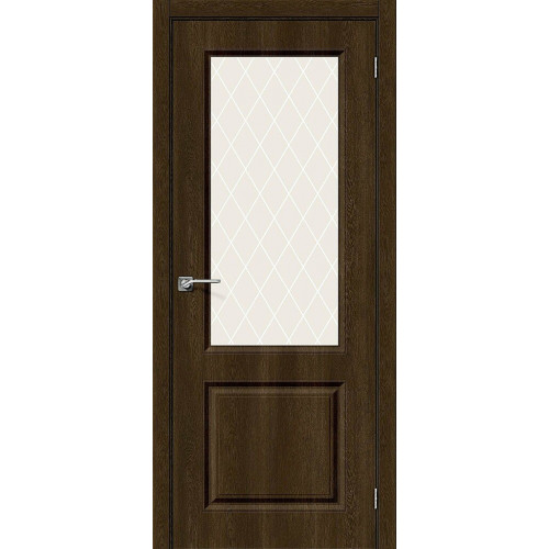 Межкомнатная дверь Скинни‑13 Dark Barnwood со стеклом White Crystal — купить в Ярославле в «ДвериОнлайн»